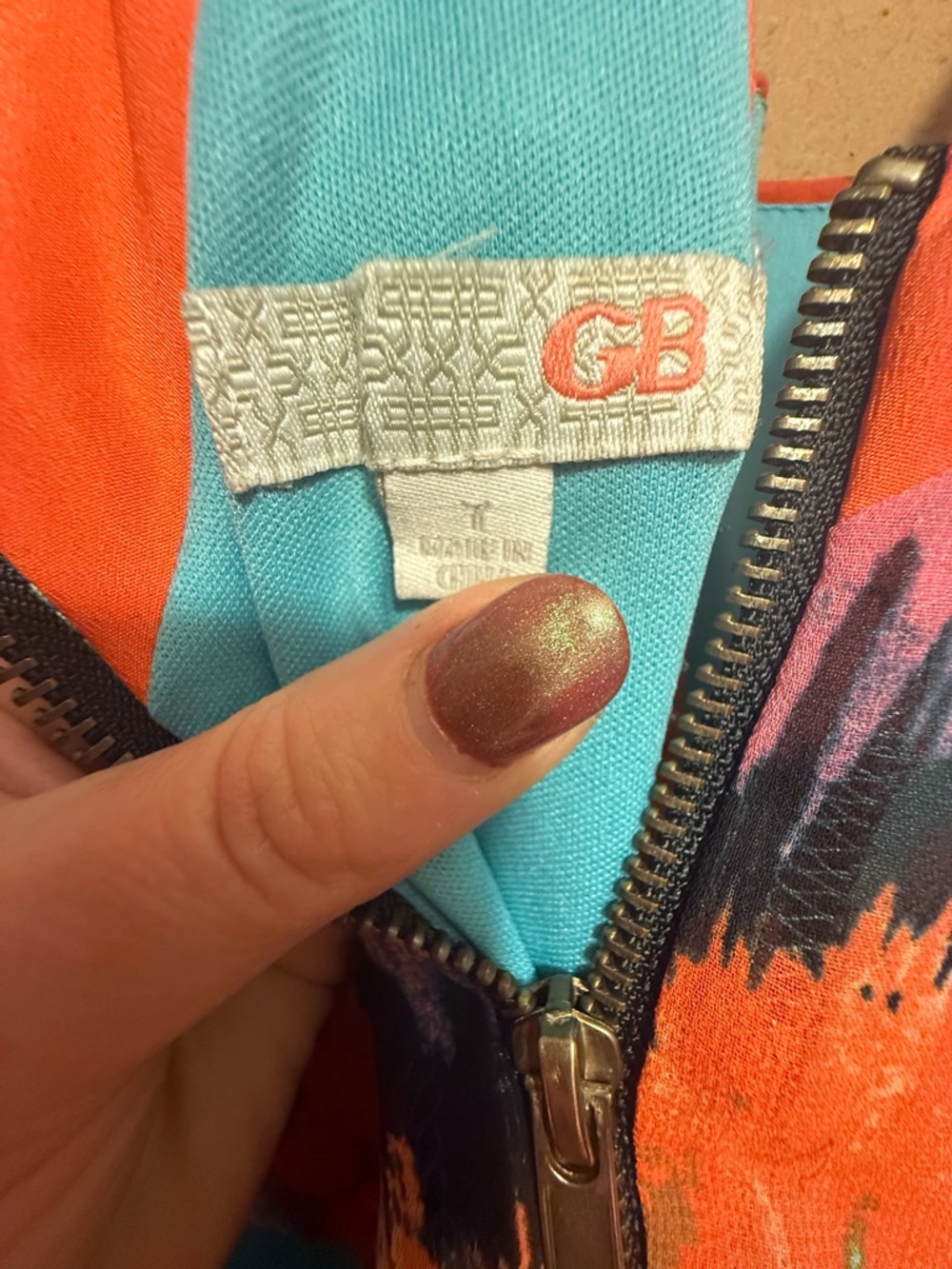 Gianni Bini Colorful Maxi Dress V-Neck Turquoise Orange Print Size M - Picture 13 of 15